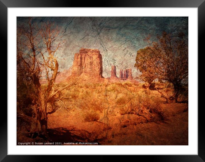 Monument Valley with aged affect Framed Mounted Print by Susan Leonard
