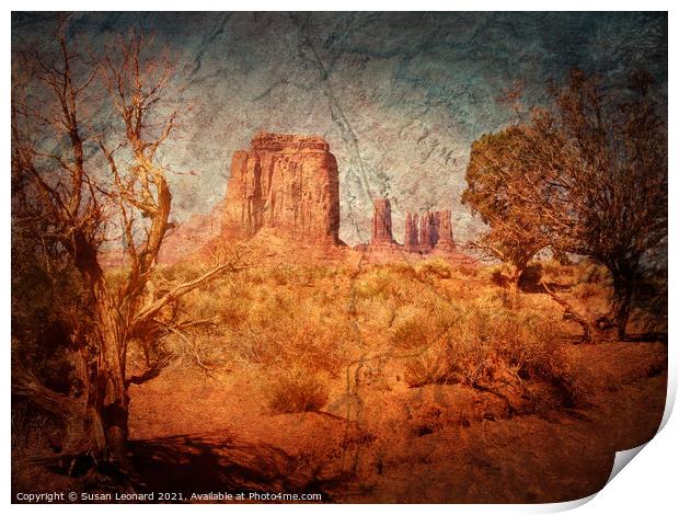 Monument Valley with aged affect Print by Susan Leonard