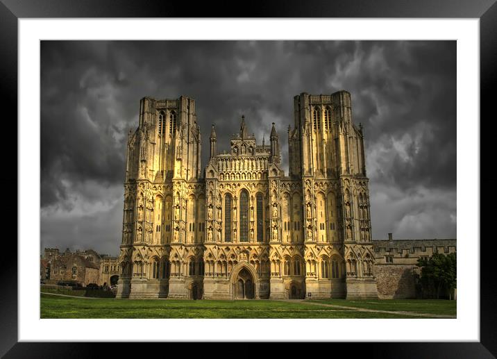 Wells Cathedral Dramatic Sky Framed Mounted Print by Alison Chambers
