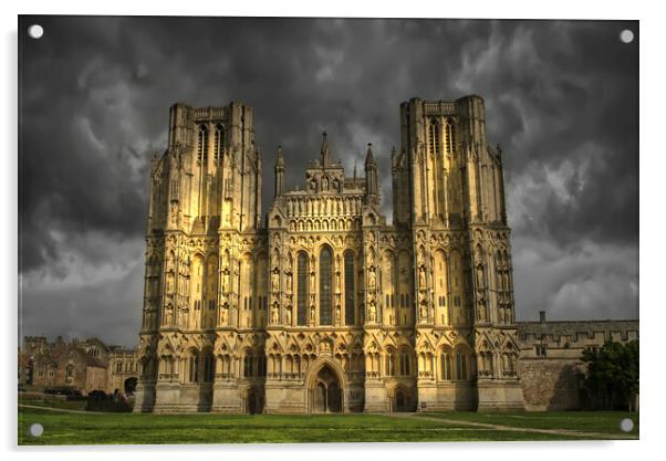 Wells Cathedral Dramatic Sky Acrylic by Alison Chambers