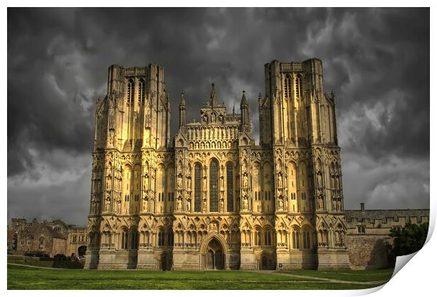 Wells Cathedral Dramatic Sky Print by Alison Chambers