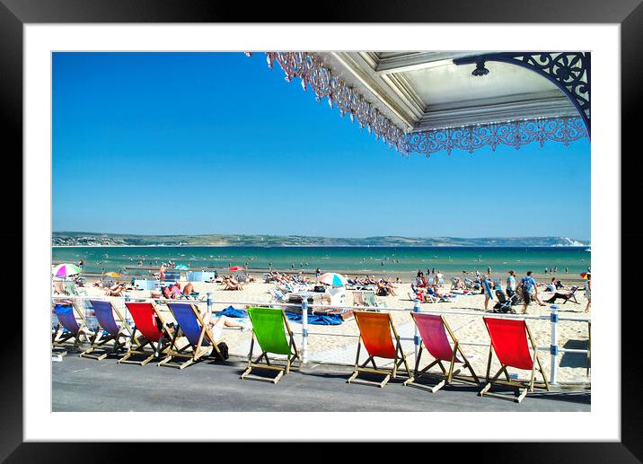 Weymouth Deckchairs Framed Mounted Print by Alison Chambers