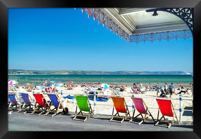 Weymouth Deckchairs Framed Print by Alison Chambers