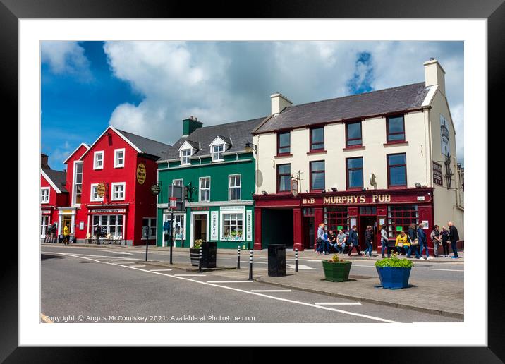 Colourful buildings in Dingle Town, County Kerry Framed Mounted Print by Angus McComiskey