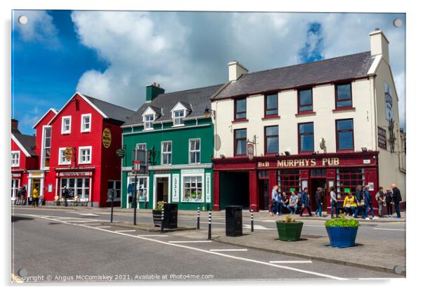 Colourful buildings in Dingle Town, County Kerry Acrylic by Angus McComiskey