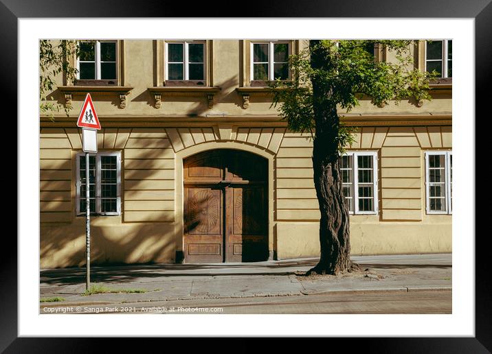 Prague old town street Framed Mounted Print by Sanga Park