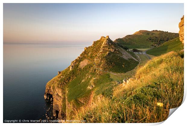 Valley of the Rocks in the evening sun Print by Chris Warren