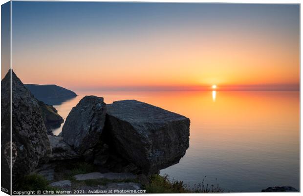 Sunset from the Valley of the Rocks Canvas Print by Chris Warren