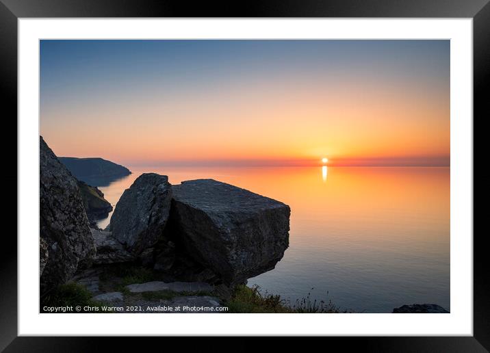 Sunset from the Valley of the Rocks Framed Mounted Print by Chris Warren