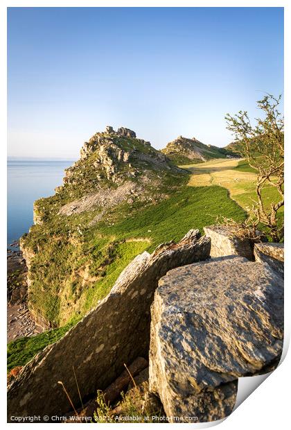 Valley of the Rocks in the evening light Print by Chris Warren
