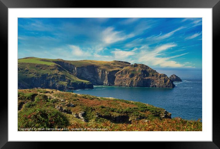 Lye Rock and the Sisters, Cornwall Framed Mounted Print by Janet Carmichael