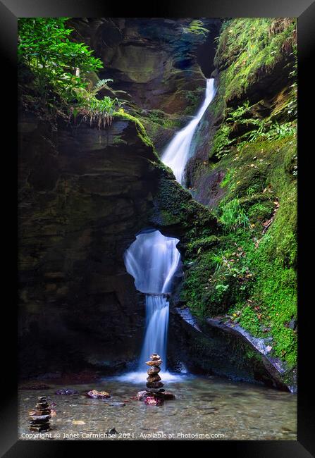Serene St Nectan Waterfall Framed Print by Janet Carmichael