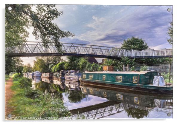 Footbridge Over The Kennet and Avon Acrylic by Ian Lewis