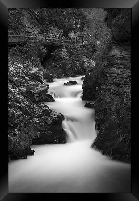 The Soteska Vintgar gorge in Black and White Framed Print by Ian Middleton