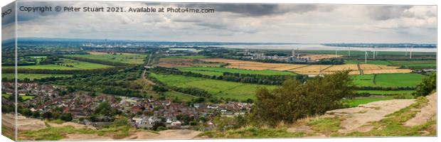 Panoramic of the Cheshire plain from Helsby Hill near Frosham Canvas Print by Peter Stuart