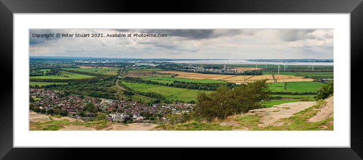 Panoramic of the Cheshire plain from Helsby Hill near Frosham Framed Mounted Print by Peter Stuart