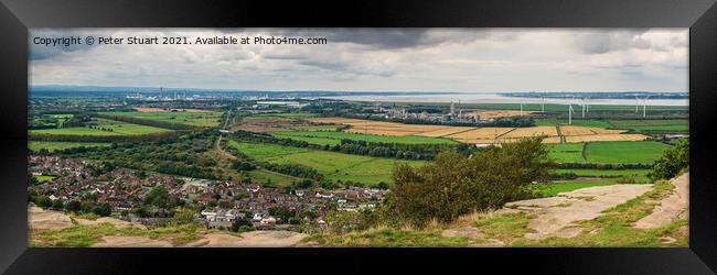 Panoramic of the Cheshire plain from Helsby Hill near Frosham Framed Print by Peter Stuart