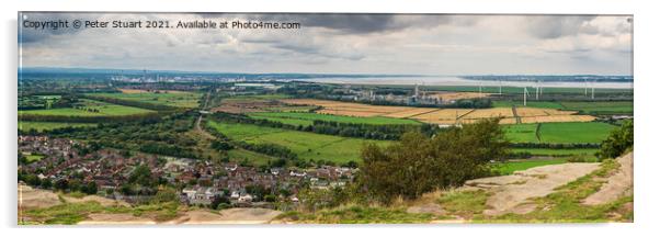 Panoramic of the Cheshire plain from Helsby Hill near Frosham Acrylic by Peter Stuart