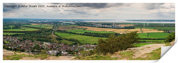 Panoramic of the Cheshire plain from Helsby Hill near Frosham Print by Peter Stuart