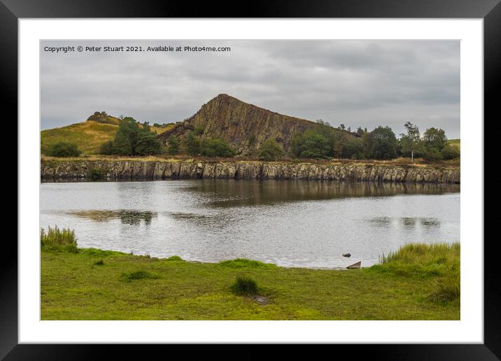 Peel Crags above Once Brewed on Hadrian's Wall Walk Framed Mounted Print by Peter Stuart