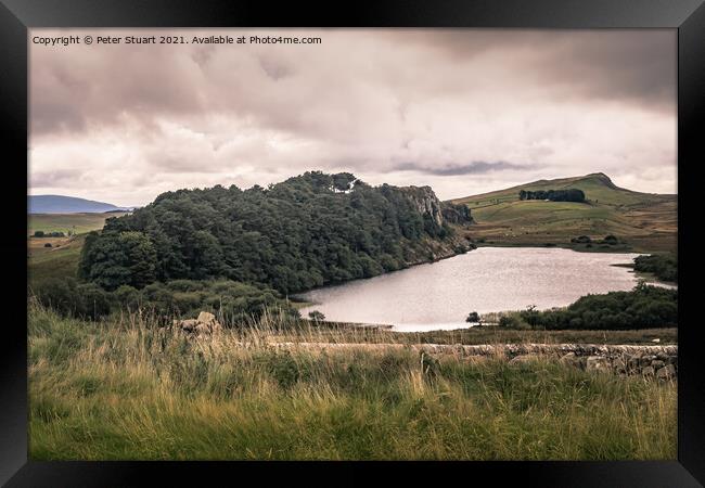 Crag Lough on above Once Brewed on Hadrian's Wall Walk in Northu Framed Print by Peter Stuart