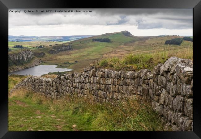 Peel Crags above Once Brewed on Hadrian's Wall Walk Framed Print by Peter Stuart