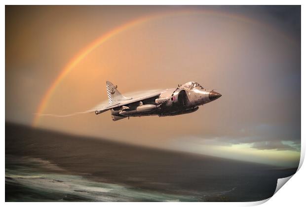 Sea Harrier Out Of The Storm Print by J Biggadike