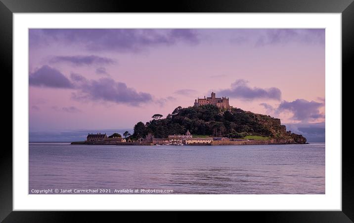Sunset over St Michael's Mount Framed Mounted Print by Janet Carmichael