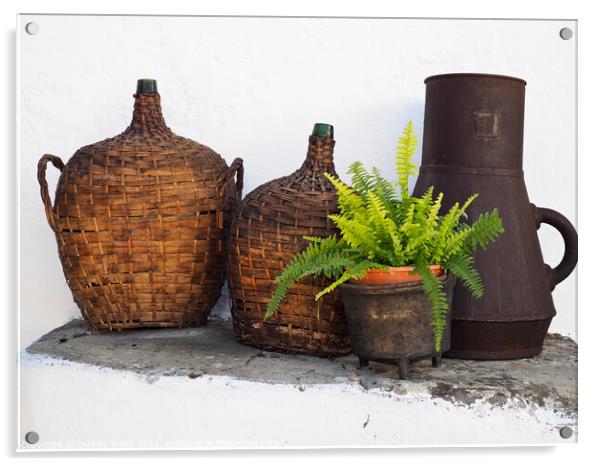Rustic Portuguese Wine Bottles Acrylic by Dudley Wood
