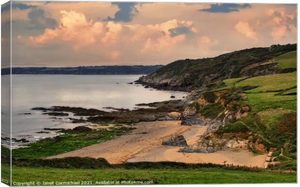 Golden Hour at Hemmick Beach Canvas Print by Janet Carmichael