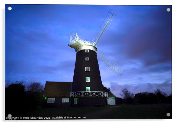 Windmill North West Norfolk Acrylic by Philip Skourides