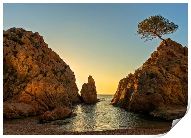 The small sea of Tossa in a calm sunrise without clouds Print by Vicen Photo