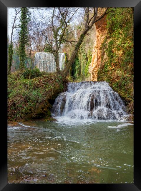 A double waterfall in the natural park of the stone monastery Framed Print by Vicen Photo