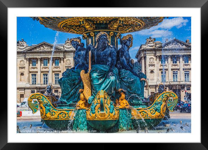 Fountain of Maritime Industry Place de la Concorde Paris France Framed Mounted Print by William Perry