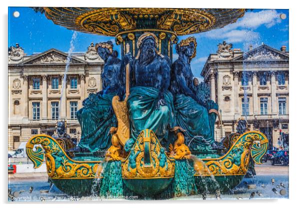 Fountain of Maritime Industry Place de la Concorde Paris France Acrylic by William Perry