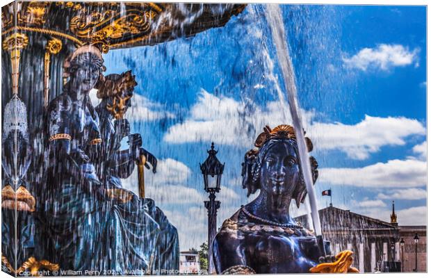 Fountain of Maritime Industry Place de la Concorde Paris France Canvas Print by William Perry