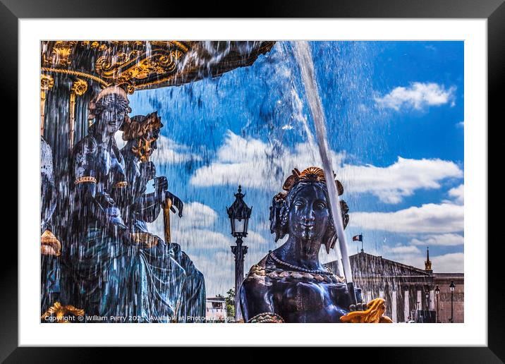 Fountain of Maritime Industry Place de la Concorde Paris France Framed Mounted Print by William Perry
