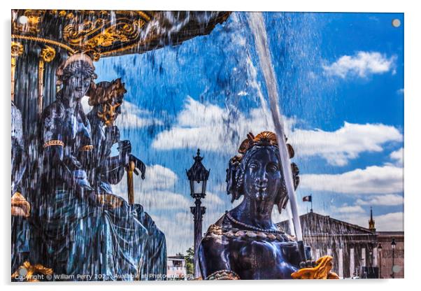 Fountain of Maritime Industry Place de la Concorde Paris France Acrylic by William Perry