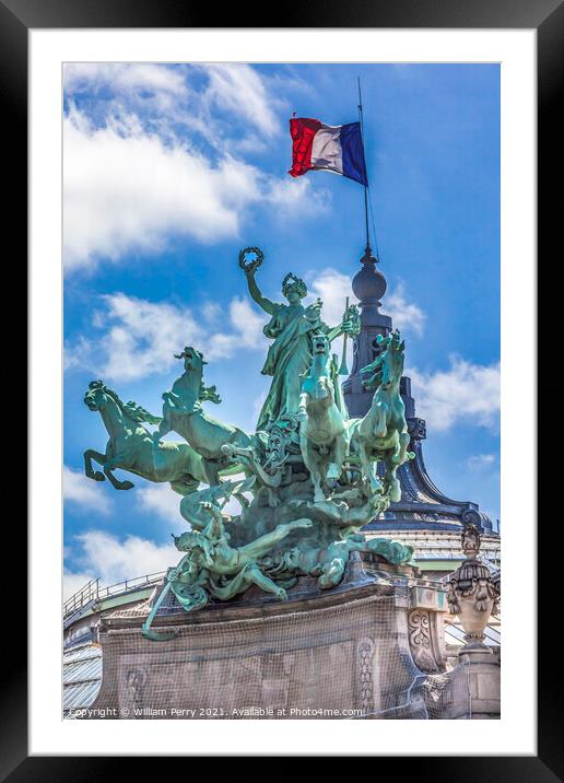 Immortality Statue Flag Grand Palais de Champs Elysees Paris Fra Framed Mounted Print by William Perry