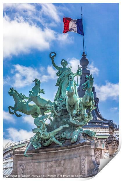 Immortality Statue Flag Grand Palais de Champs Elysees Paris Fra Print by William Perry