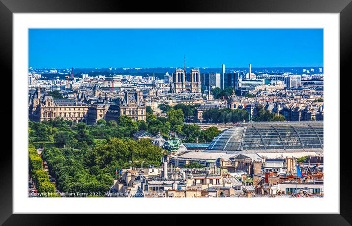 Notre Dame Cityscape Buildings Paris France Framed Mounted Print by William Perry