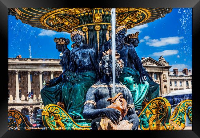 Fountain of Maritime Industry Place de la Concorde Paris France Framed Print by William Perry