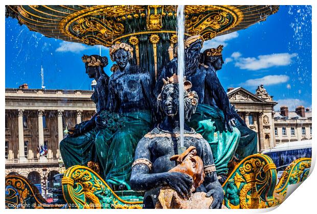 Fountain of Maritime Industry Place de la Concorde Paris France Print by William Perry