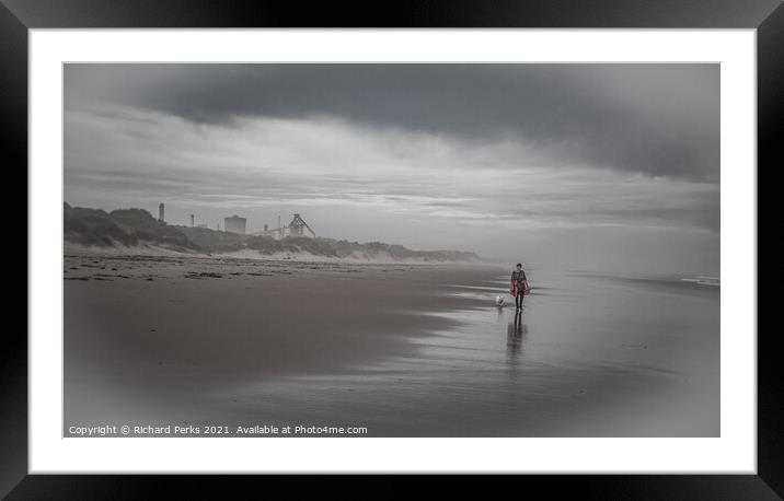 Redcar Steelworks and beach Framed Mounted Print by Richard Perks