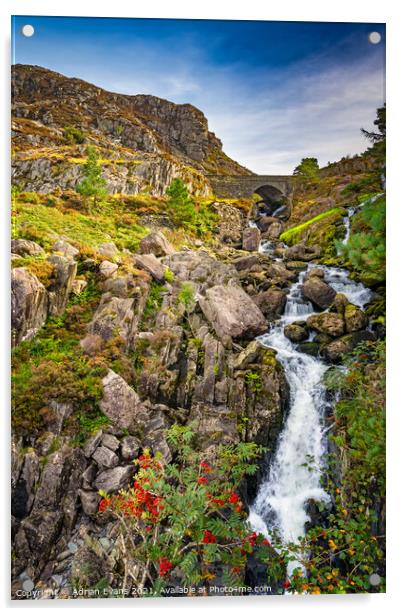 Ogwen Waterfall Snowdonia  Acrylic by Adrian Evans