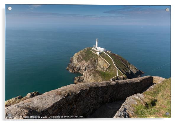 South Stack Lighthouse Acrylic by Philip Brookes