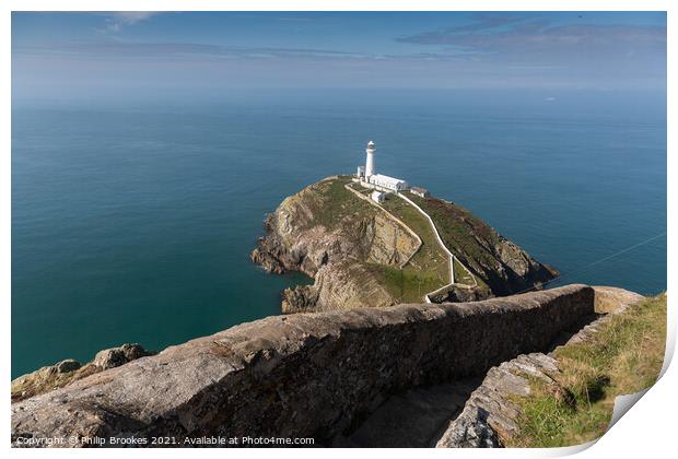 South Stack Lighthouse Print by Philip Brookes
