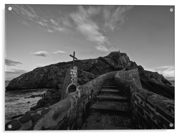 San Juan de Gaztelugatxe in black and white Acrylic by Vicen Photo