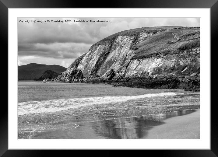 Dunmore Head Cliffs on the Dingle Peninsula mono Framed Mounted Print by Angus McComiskey