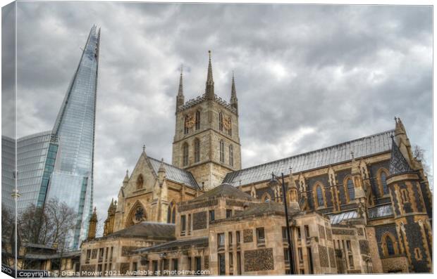  The Shard and Southwark Cathedral  Canvas Print by Diana Mower